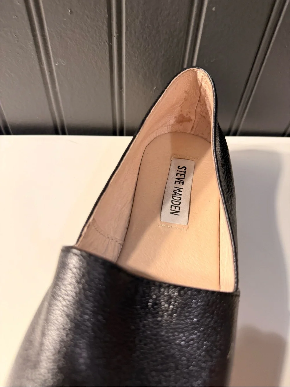 Steve Madden Black Leather Espadrille Slip-On Loafers